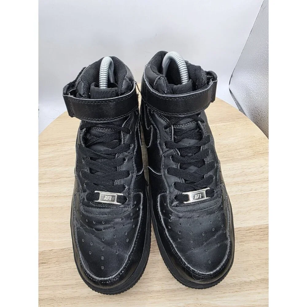NIKE Air Force 1 -Mid Triple Black Sneakers‎ Shoes - 315123-001 women’s Sz 6.5 - Picture 4 of 8